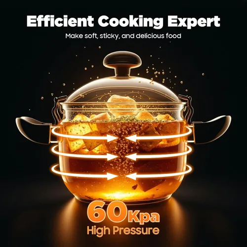 Miniatura 4 de Olla a presión de acero inoxidable 201 de 5L, 7L/4.54 cuartos de galón, 60 Kpa, pequeña olla a presión antideslizante para cocina, hervir y guisar