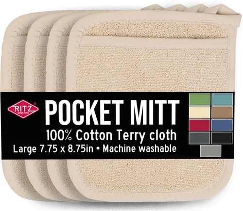 Miniatura 33 de RITZ Guante de bolsillo de rizo y almohadilla caliente: resistente al calor inigualable, 100% algodón duradero, diseño ergonómico para un agarre