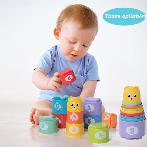Miniatura 6 de ELLECK Juguetes Montessori para bebés de 6 a 12 meses, juguetes Montessori para niños pequeños de 1 a 3 años, cubo ocupado mordedor, baño 6 en 1