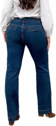 Miniatura 3 de Flamingals Jeans rasgados de pierna recta para mujer, jeans vintage de cintura media