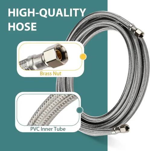 Miniatura 5 de Paquete de 1 manguera Niikappu de acero inoxidable para lavavajillas de 6 pies con conexión de compresión, kit de instalación para lavavajillas