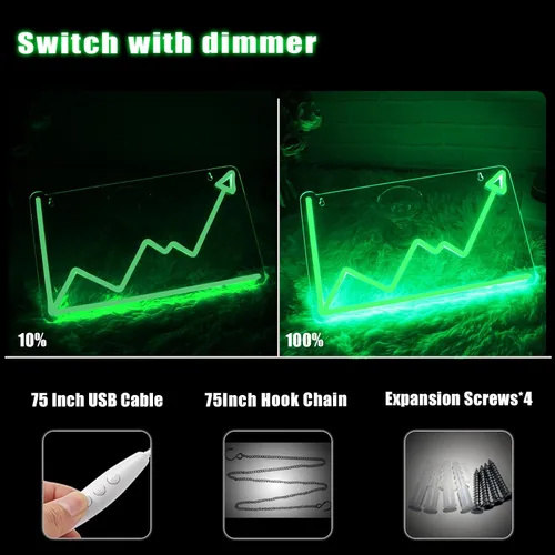 Miniatura 4 de Tendencia del mercado de valores Letrero de neón Diario Trading Line Chart Luz de neón LED Letrero de neón para decoración de pared Luz de neón LED