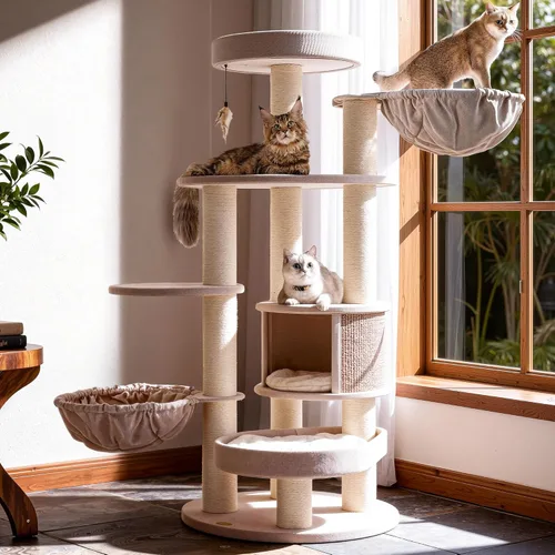 Árbol para gatos extra grande para Maine Coon, torre de árbol para gatos de interior de 65 pulgadas de altura para gatos adultos grandes de 20