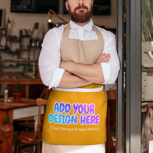 Miniatura 65 de AXKEUDO Delantal personalizado con bolsillos, delantales de cintura para camarera para cocinar en casa, restaurante, servir trabajo