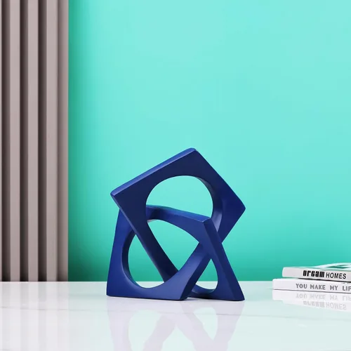 Miniatura 3 de DOVDOV Decoración geométrica de nudo azul, esculturas geométricas, decoraciones modernas para el hogar para decoración del hogar, mesas de comedor
