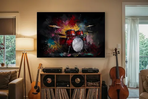 Miniatura 7 de LuxeWood Arte de Pared Musical en Lienzo - Impresiones Temáticas Musicales Medianas y Grandes para Sala de Estar, Oficina, Estudio, Airbnb