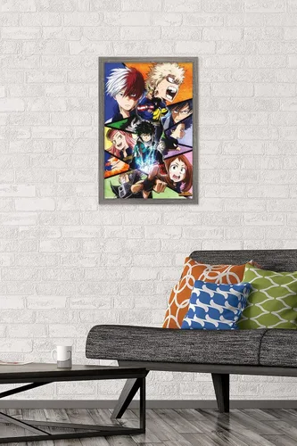 Miniatura 2 de Trends International My Hero Academia-Faces - Póster de pared de 14.725 x 22.375 pulgadas, versión con marco en color madera rústica