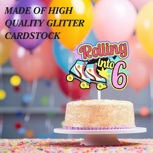 Miniatura 7 de Decoraciones retro para tartas de patinaje sobre ruedas para cumpleaños de 7 años, decoraciones enrollables, fiesta de cumpleaños de niños y niñas