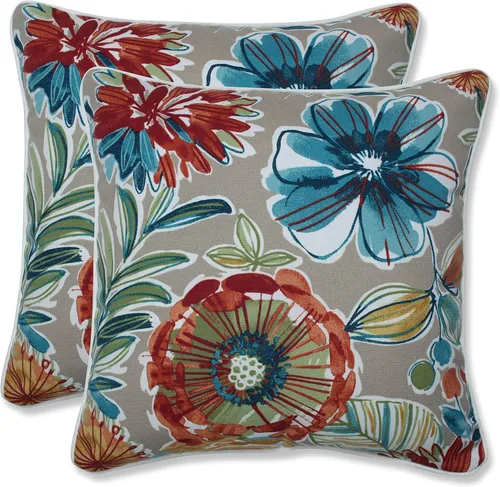 Miniatura 55 de Pillow Perfect - Cojines decorativos florales brillantes para interiores/exteriores, 2 unidades, lumbar - 11.5 x 18.5 pulgadas, verde/rojo Zoe