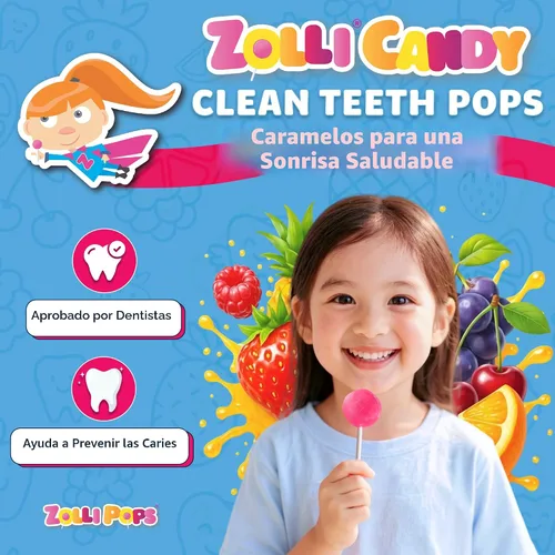 Miniatura 2 de Zollipops Clean Teeth - Paletas sin azúcar para una sonrisa saludable, anticaries, ideal para niños, diabéticos y dieta ceto, variedad de frutas