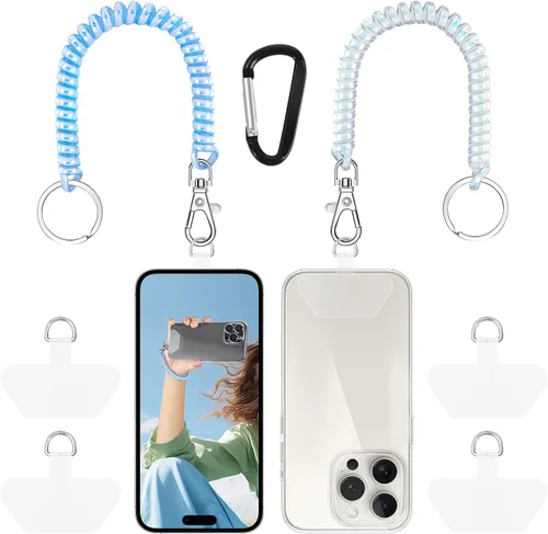 Miniatura 16 de Doormoon - Cordón para teléfono con parche, correas elásticas universales y anclaje para funda de teléfono para anti-caída al aire libre para esquí