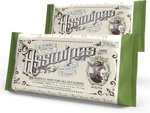 Asswipes Toallitas desechables para adultos (paquete de 2, 90 toallitas) Toallitas de limpieza personal para el cuerpo, baño y glúteos para hombres,