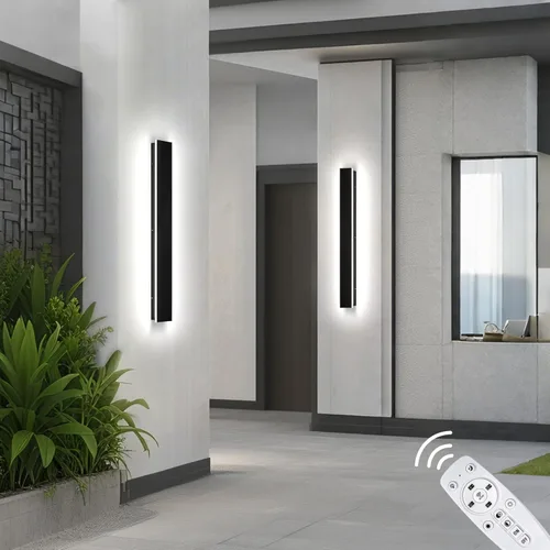 Miniatura 20 de Paquete de 2 luces de pared para exteriores de 39 pulgadas, montaje en pared, aplique moderno para exteriores, iluminación exterior lineal larga LED