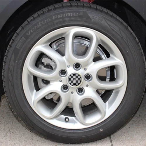 Miniatura 5 de Tapas para centro de rueda iJDMTOY (4) para MINI Cooper R50 R51 R52 R53 R55 R56 R57 R58 R59 R60 R61 F55 F56, etc., Negro/Blanco