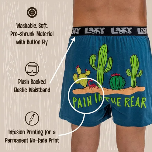 Miniatura 5 de Lazy One - Bóxer corto con estampados de animales divertidos, ropa interior novedosa y divertida, regalos chistosos para hombres, calzoncillos bóxer