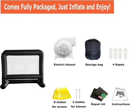 Miniatura 5 de HuaKastro Pantalla de proyector inflable de 14 pies, diseño de una sola pieza, pantalla de película inflable de fácil configuración con ventilador