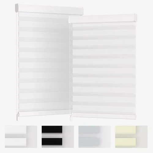 Miniatura 22 de MYshade Persianas enrollables de cebra opacas (85 %) con cordón para ventanas interiores, persianas de doble capa beige para dormitorio, baño, sala