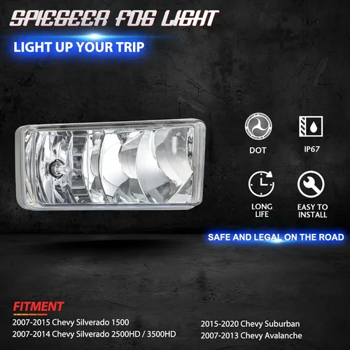 Miniatura 3 de Conjunto de luces antiniebla para Chevy Silverado 2007 2008 2009 2010 2011 2012 2013 2014 2015 Kit de repuesto para Avalanche 2007-2013, Suburban