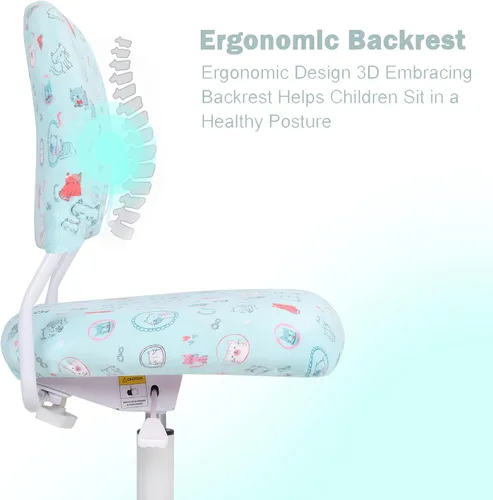 Miniatura 6 de Silla ergonómica de escritorio para niños, silla de computadora de oficina de estudio, altura ajustable y profundidad del asiento, reposapiés *Gato