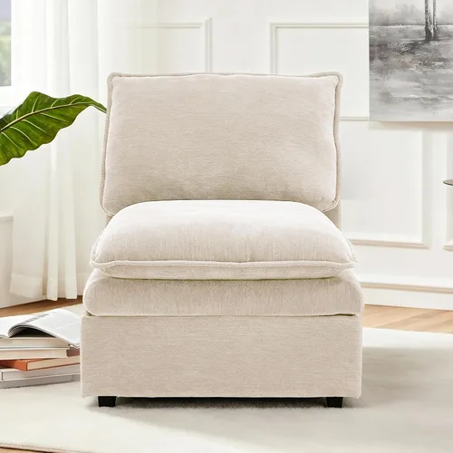 Miniatura 11 de Sofá Seccional Modular en Forma de L de 100", Sofá con Almacenamiento Otomano, Sofá Nube de Chenilla con Asientos Profundos y Mullidos para Sala