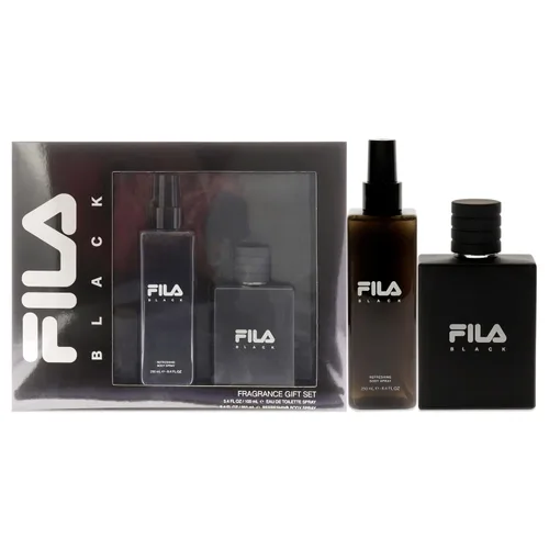 FILA Black - EDT vigorizante y picante y spray corporal para hombres con notas cítricas, jazmín y ámbar - Colonia para hombres con aroma de larga