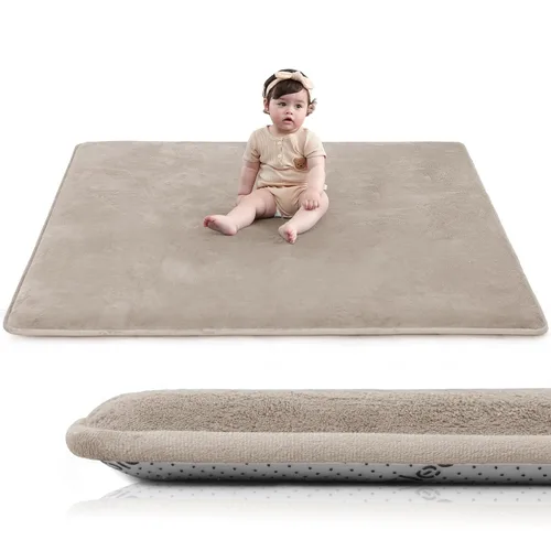 Miniatura 28 de Huloo Sleep Alfombra de Juego para Bebés para Piso, Espesor de 1.3" de Espuma Elástica, Alfombra de 1.27m×1.27m para Tiempo de Barriga, Terciopelo