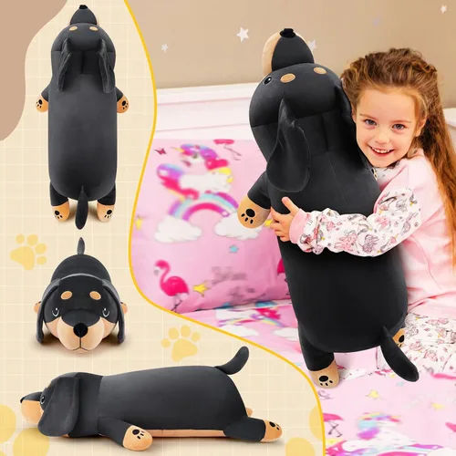 Miniatura 6 de Peluche de Perro Salchicha Negro Gigante de 30'' - Animal de Peluche de Perro Weiner Grande, Almohada de Peluche, Peluches, Juguete de Peluche