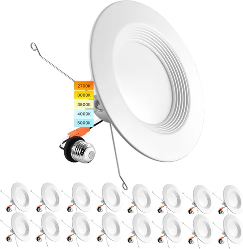 Miniatura 9 de LUXRITE Luz LED empotrable retrofit de 5/6 pulgadas, 14 W = 90 W, CCT seleccionable por color 2700 K 3000 K 3500 K 4000 K 5000 K, luz