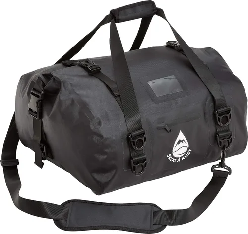 Miniatura 19 de Skog Å Kust Duffelsak - Bolsa de lona impermeable resistente para deportes, viajes y más, tamaños de 40, 60 y 90 litros, Negro, Deportivo/resistente