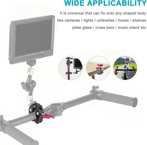 Miniatura 7 de Soporte de micrófono Super Clamp con tornillo de 1/4 a 5/8 pulgadas, compatible con micrófonos o accesorios de fotografía, carga máxima de 4.4