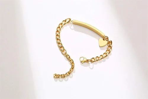 Miniatura 88 de Pulsera de barra para bebé: chapado en oro de 18 quilates, pulsera con placa de identificación personalizada para niños pequeños de mamá, nombre