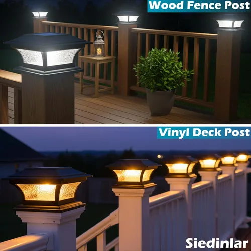 Miniatura 3 de SIEDiNLAR Luces solares de poste de vidrio para exteriores, luz LED para cerca, 2 modos para postes de 4 x 4, 5 x 5, 6 x 6 pulgadas, decoración