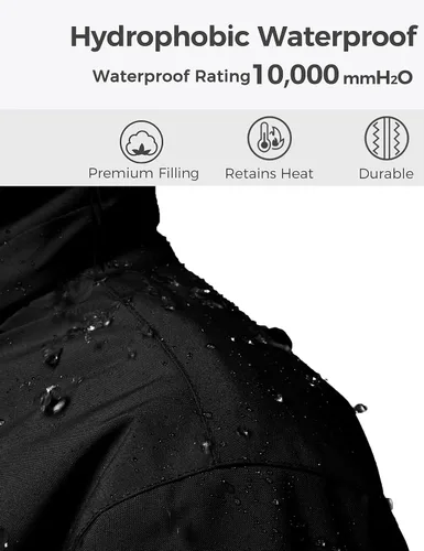Miniatura 3 de Wantdo - Chamarra de esquí impermeable con capucha de forro polar para invierno y nieve, resistente al viento