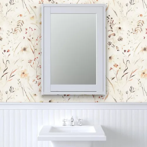 Miniatura 9 de Spoonflower Papel tapiz autoadhesivo de 9 x 2 pies, papel tapiz extraíble de acuarela de botánicos neutros con diseño floral beige