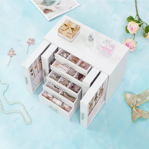 Miniatura 8 de ANWBROAD Joyero organizador de joyas, organizador de joyas, caja de almacenamiento para todos los pendientes, collares, pulseras, relojes, cajas