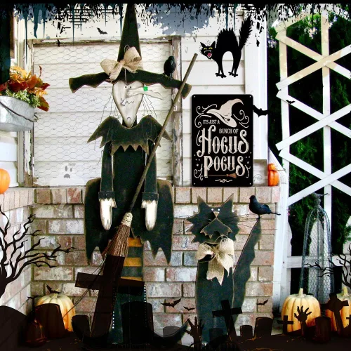 Miniatura 3 de Hocus Pocus - Letrero de metal para decoración de Halloween, letrero de hocus pocus bruja, 8 x 12 pulgadas, letrero de hocus pocus para decoración
