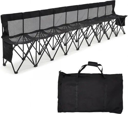 Miniatura 10 de Kigley Banco de fútbol plegable de 6 asientos, banco lateral portátil de equipo deportivo para campamento de fútbol, viajes, eventos, asientos al