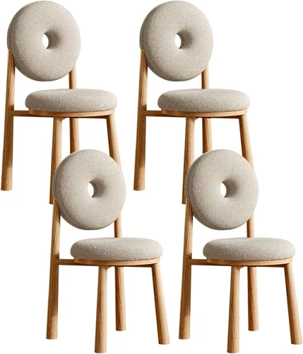 Miniatura 20 de Donut Dining Chairs,Makeup Chair,Kitchen Room Chairs Nordic Back, Dining Room with Metal Legs,Living Room Chair for Home Bedroom Cream Wind Brownish