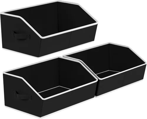 Miniatura 17 de Homsorout Organizador trapezoidal para armario, cestas grandes para organizar, caja de almacenamiento de tela para estantes, cubos de almacenamiento