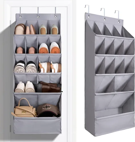 Miniatura 19 de FENTEC 1 paquete de organizadores de zapatos para colgar sobre la puerta, organizador de zapatos colgante con bolsillo profundo grande para zapatos