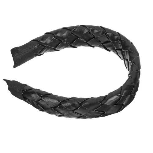 Beaupretty Diademas trenzadas de cuero diadema ancha trenzada: diadema ancha de cuero a cuadros, diadema ancha y dura, tocado de moda para niñas y