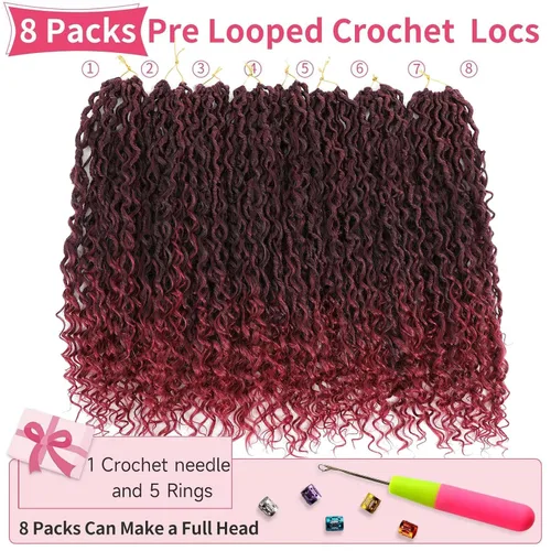 Miniatura 74 de Alicoco Goddess Locs Cabello de Ganchillo 12 Pulgadas 8 Paquetes Rastas Sintéticas de Ganchillo Para Mujeres Rastas Suaves Boho Pre-enrolladas River