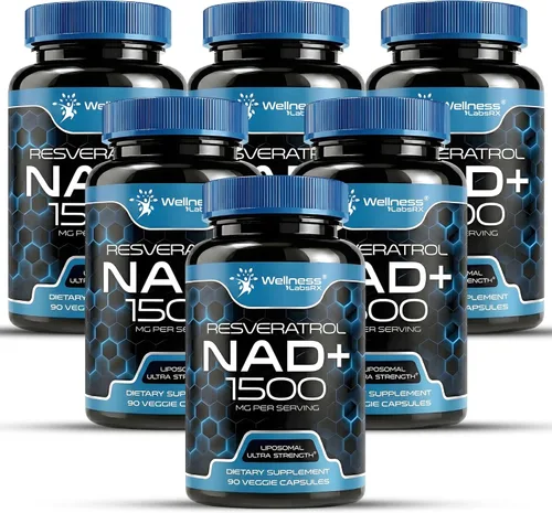 Miniatura 10 de Wellness LABSRX Suplemento liposomal NAD, 1500 mg - Suplemento de resveratrol NAD para mujeres y hombres, NAD+ apoya la salud celular, energía