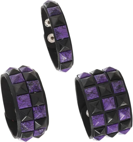 Miniatura 18 de 3 pulseras punk, pulseras de cuero con tachuelas, pulsera emo, pulseras góticas ajustables para hombres y mujeres
