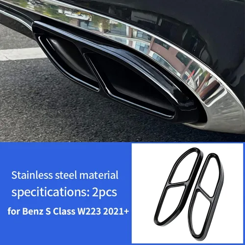 Miniatura 8 de Salidas de escape de garganta de tubería Cubierta trasera Trim para Mercedes-Benz Clase S W223 S580 S560 S450 S500 S63 AMG S580e Accesorios