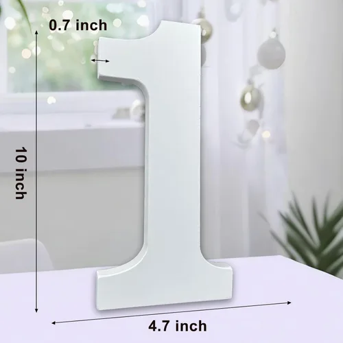 Miniatura 2 de AOCEAN Números de madera blanca de 10 pulgadas, número de madera sin terminar para pared, números decorativos de pie, rebanadas, decoración de One