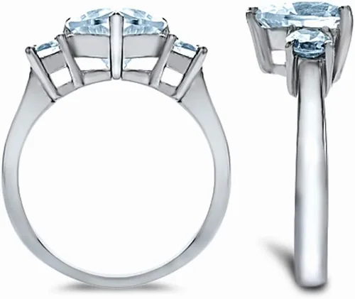 Miniatura 2 de Star K Anillo de promesa de plata esterlina de 0.315 in con forma de corazón de tres piedras