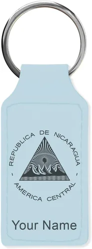 Miniatura 29 de LaserGram Llavero rectangular, bandera de Nicaragua, grabado personalizado incluido, Bambú