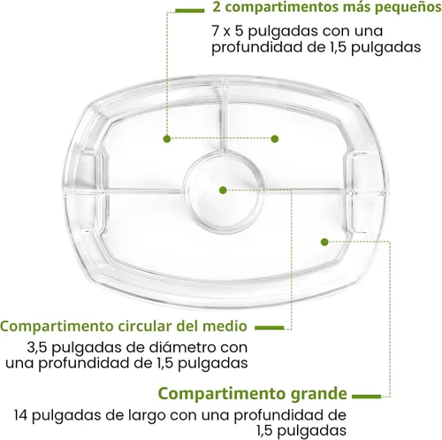 Miniatura 4 de IVYHOME Bandeja de servir refrigerada de 3 niveles con tapa, bandeja de servir frutas con hielo de 15 pulgadas con 4 compartimentos, plato
