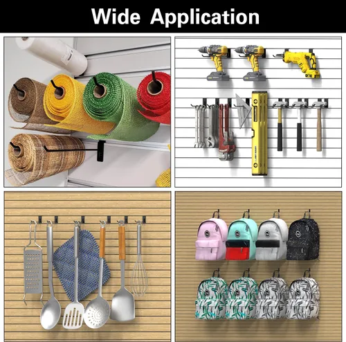 Miniatura 5 de 3-H Accesorios para pared de listones 30 piezas, ganchos y perchas de 3/5/7 pulgadas, ganchos de pared de listones resistentes, accesorios Proslat